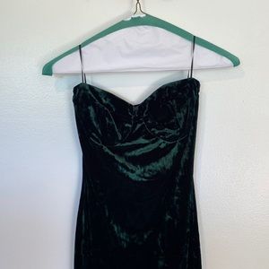 Windsor Emerald Green Velvet Strapless Bustier Midi Dress